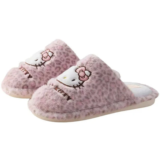 Hello Kitty Leopard Fluffy Slipper Home Slippers Indoor Slippers