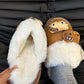 Hello Kitty Fuzzy Brown Slippers Winter House Shoes