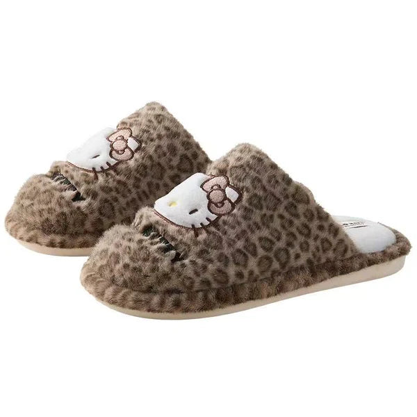 Hello Kitty Leopard Fluffy Slipper Home Slippers Indoor Slippers