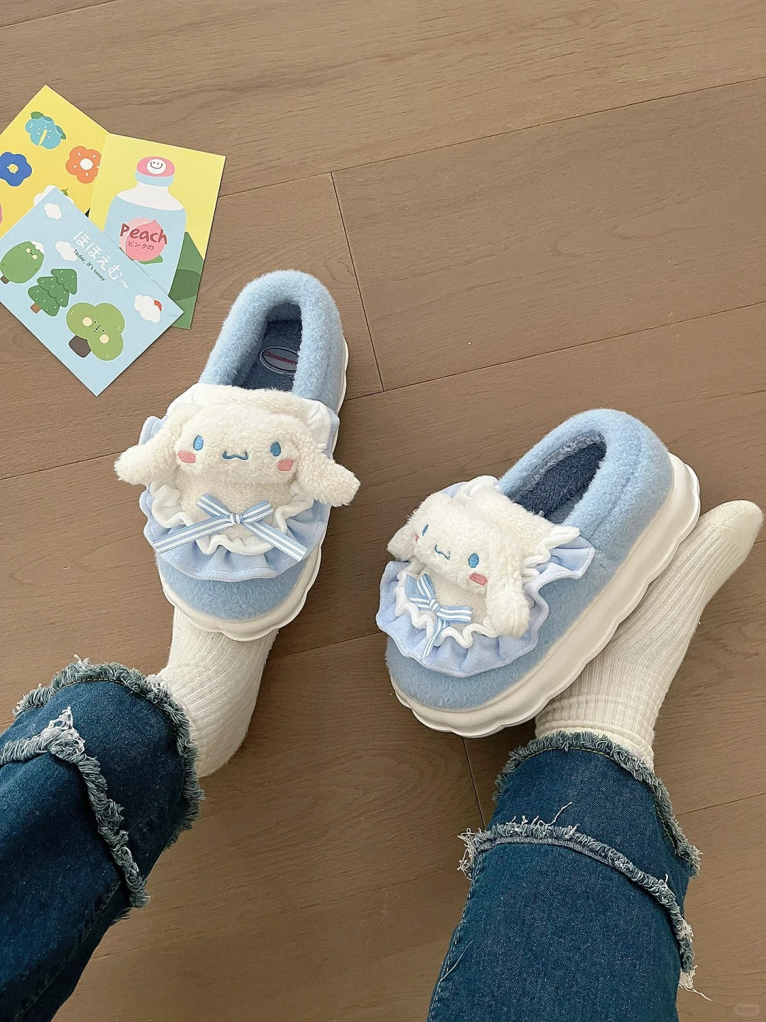 Sanrio Fluffy Plush Slippers House Slippers Winter Slippers for Women