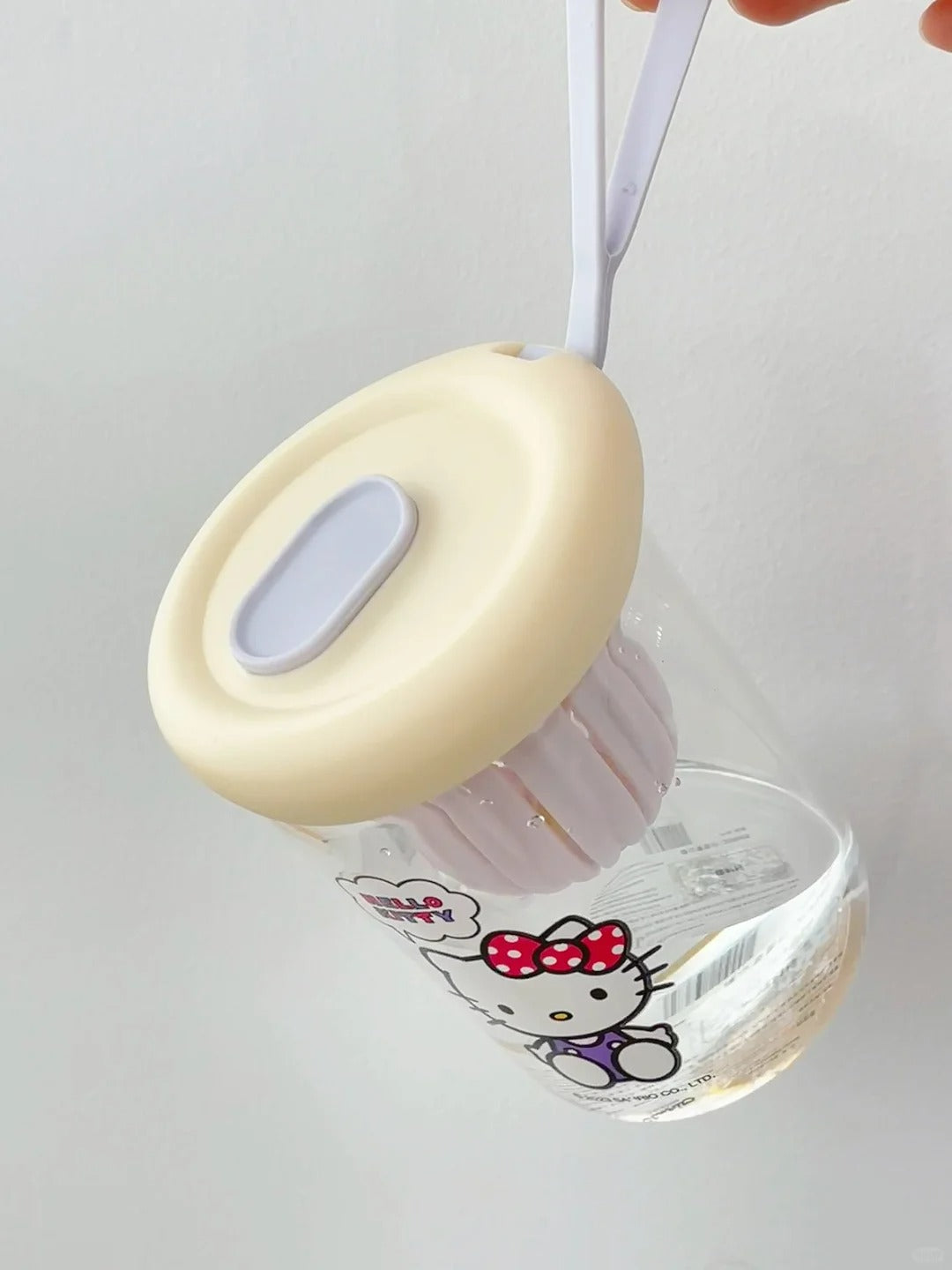 Sanrio Glass Cup With tea strainer and straw 450ml