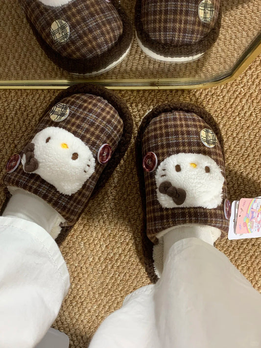 Hello Kitty Fuzzy Slippers Checkered design slippers