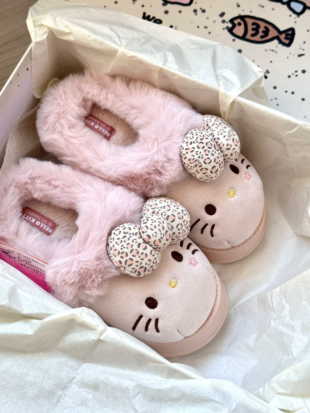 Hello Kitty Fuzzy Slippers Indoor Outdoor Slippers