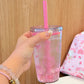 Hello Kitty Straw Cup Water Bottle 450ml