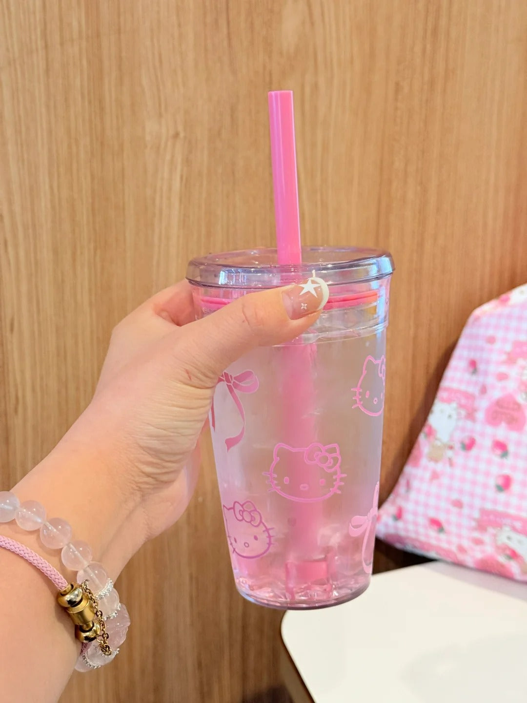 Hello Kitty Straw Cup Water Bottle 450ml