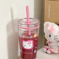 Hello Kitty Straw Cup Water Bottle 450ml