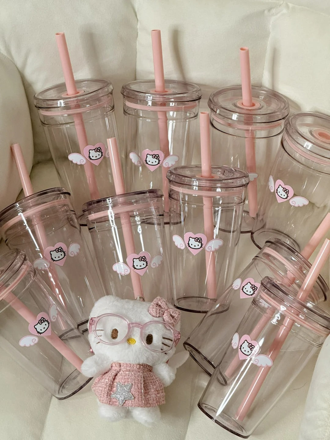 Hello Kitty Straw Cup Water Bottle 450ml