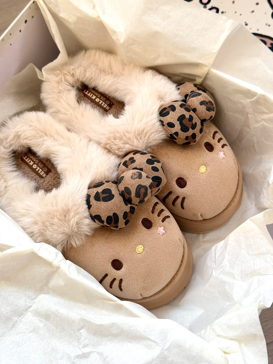 Hello Kitty Fuzzy Slippers Indoor Outdoor Slippers