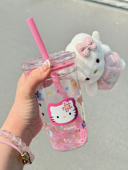 Hello Kitty Straw Cup Water Bottle 450ml