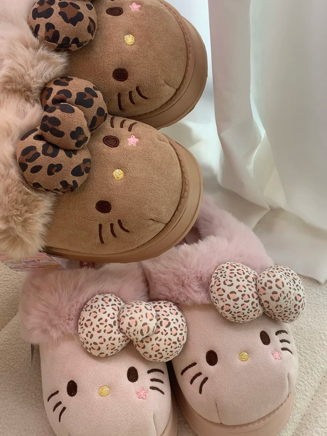 Hello Kitty Fuzzy Slippers Indoor Outdoor Slippers