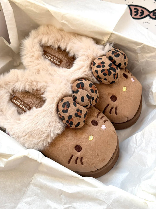 Hello Kitty Fuzzy Slippers Indoor Outdoor Slippers