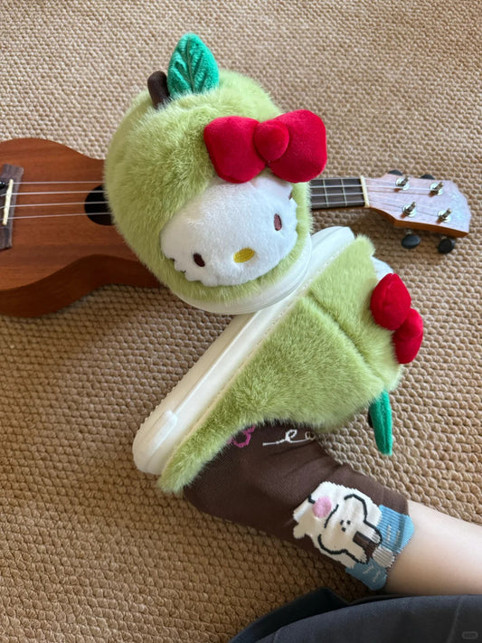 Hello Kitty Apple Home Slippers Fluffy Shoes Indoor Slippers