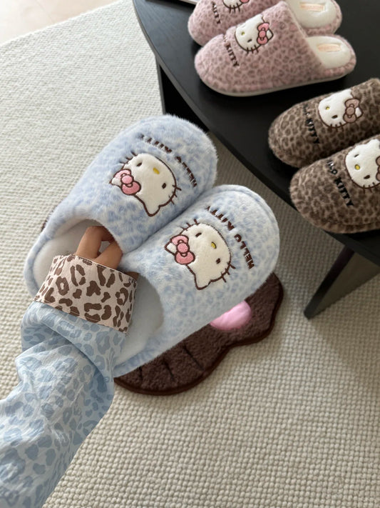 Hello Kitty Leopard Fluffy Slipper Home Slippers Indoor Slippers