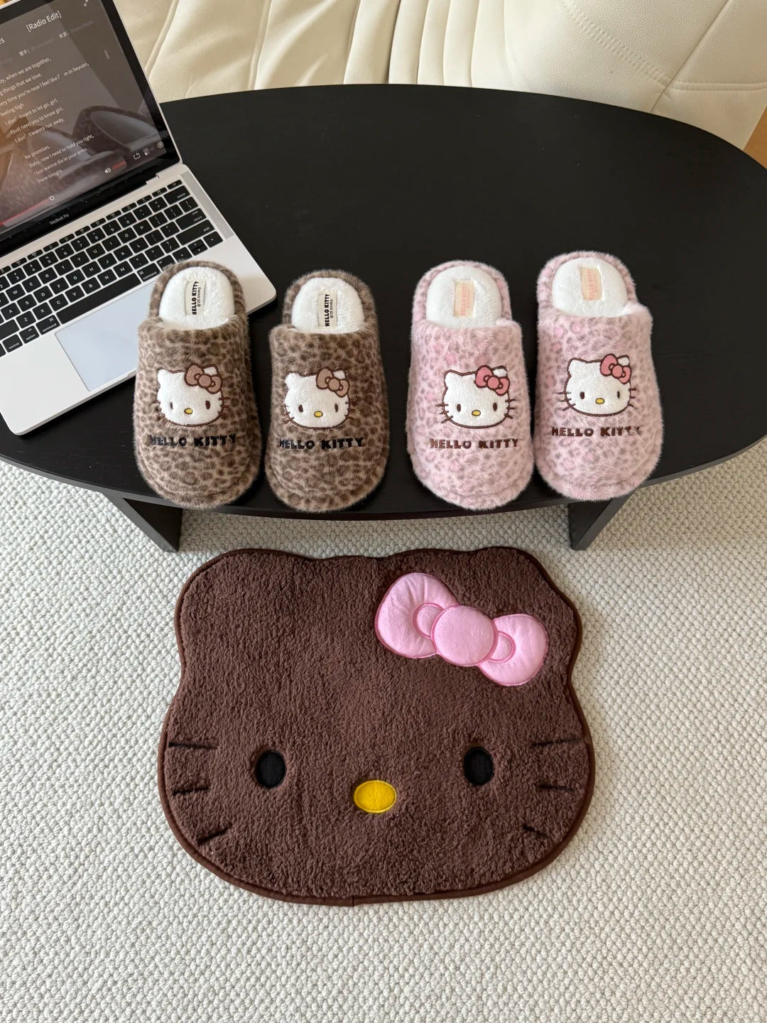 Hello Kitty Leopard Fluffy Slipper Home Slippers Indoor Slippers