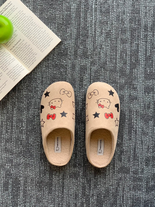 Hellokitty Suede Clogs Warm Slippers  Fuzzy Slippers