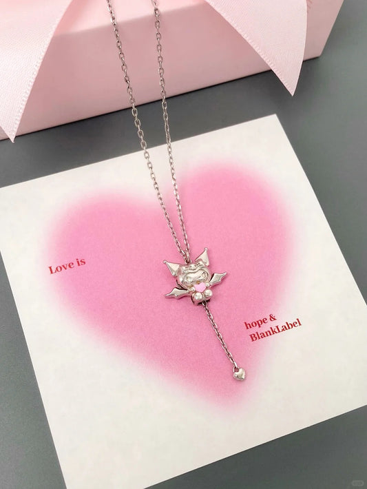 Kuromi and Hello Kitty Love Angel Necklace with Gift Box